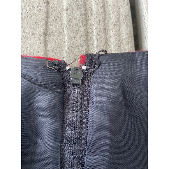 Vintage Talbots Red Plaid Wool Midi Skirt Faux Wrap Fringe Women’s 12 - Picture 15 of 16